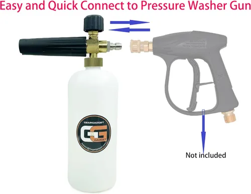 Miniatura 2 de Cañón de espuma con conector rápido de 1/4 de pulgada, 1 litro, 5 puntas de boquilla para lavadora a presión