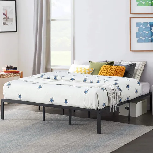 Miniatura 11 de VECELO - Base de cama metálica tamaño matrimonial de 14 pulgadas, moderna (juego de 2)