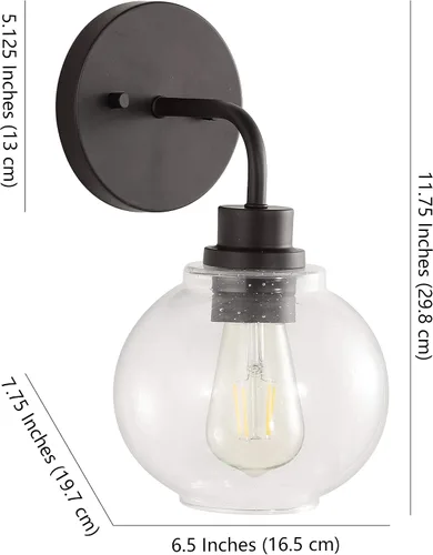 Miniatura 6 de JONATHAN Y Lámpara de pared LED de bronce aceitado de 6.5 pulgadas para baño, pantalla de vidrio sembrado transparente, accesorio industrial