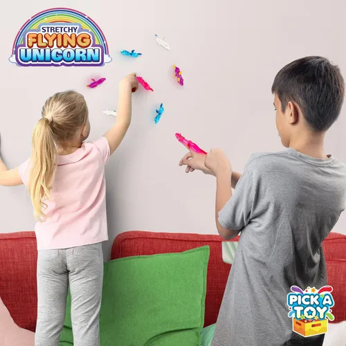 Miniatura 8 de PICK A TOY Juguetes de unicornio para regalo para niñas y niños, 24 piezas de goma de dedos centelleantes elásticas para niños, bolsa de regalo