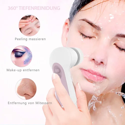 Miniatura 7 de CLSEVXY - Juego de cepillos giratorios de limpieza facial impermeable con 5 cabezales de cepillo exfoliantes, cepillo limpiador eléctrico facial