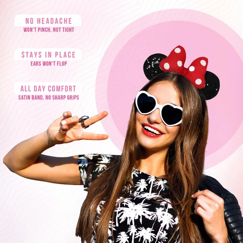 Miniatura 2 de Styla Hair Juego de diadema icónica de 3 piezas con orejas de Mickey - Scrunchies, clip de pinza y diadema de oreja abombada para mujeres
