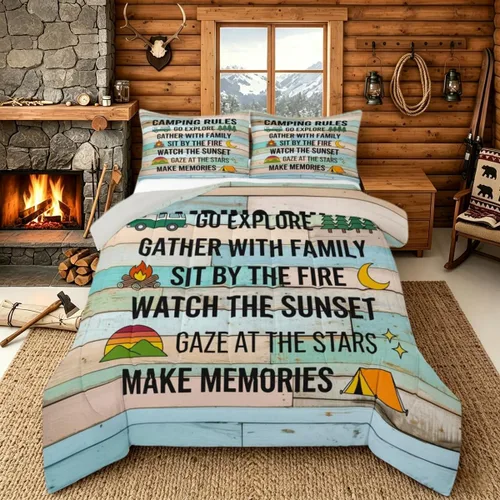 Miniatura 19 de Juego de ropa de cama King para casa del lago, juego de edredón de paleta de madera retro para regalos para amantes del lago, inserto de edredón