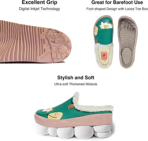 Miniatura 7 de UIN - Pantuflas de mujer, cómodas, modernas, pintadas con diseños artísticos, para viajar, con punta ancha, estilo informal, para el hogar