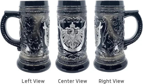 Miniatura 4 de Essence of Europe Gifts OktoberfestHaus - Vaso de cerveza de cerámica con emblema de metal Bier Krug de 0,6 litros (águila) alemán (águila)