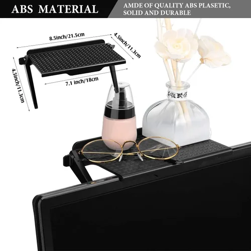 Miniatura 2 de Blulu Estante superior de TV de 2 piezas, estante ajustable para monitor de TV, soporte superior para soporte de teléfono celular, cajas multimedia