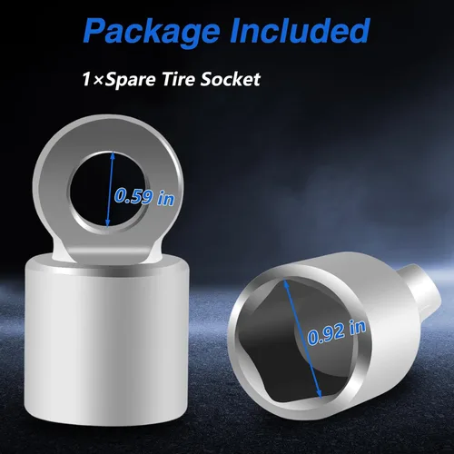 Miniatura 8 de Mango de rueda de repuesto de acero inoxidable Herramienta de vaso de neumático de repuesto CNC Compatible con Toyota Lexus Highlander Sienna