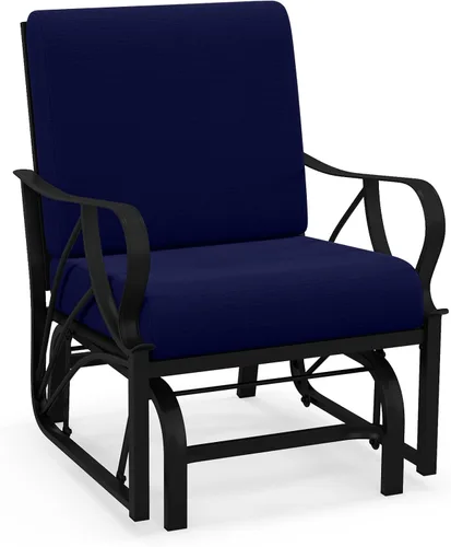 Miniatura 13 de Giantex Mecedora para patio, mecedora para exteriores con cojín grueso, marco de metal rociado, reposabrazos curvado, silla oscilante para jardín