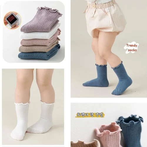 Miniatura 5 de WATOCHE Calcetines para bebés y niñas pequeñas con volantes, calcetines de vestir con volantes, calcetines antideslizantes para bebés, calcetines