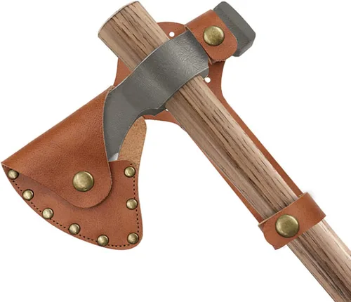 Miniatura 9 de Funda de cuero para hacha, funda duradera para cabeza de hacha con múltiples broches para un transporte seguro del hacha, cubierta de cuero rústico