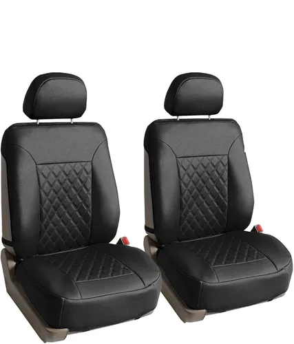 Miniatura 12 de FH Group Cojines para asiento delantero de lujo de piel sintética con patrón de diamantes para coche, viene con fundas para reposacabezas (azul)