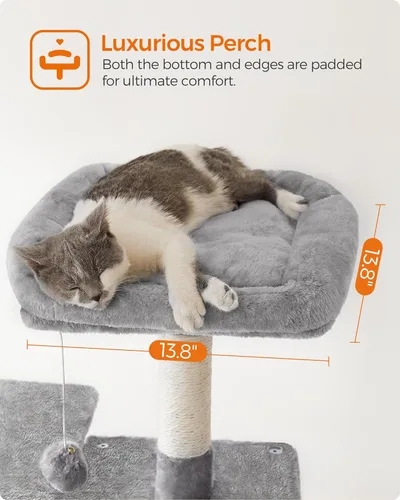 Miniatura 4 de Feandrea - Árbol para gatos de varios niveles para interiores, torre para gatos tipo condominio con 4 postes para rascar, 2 posaderos, hamaca y claro