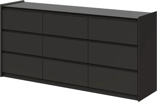 Cómoda extra ancha de 9 cajones para dormitorio, cómoda de madera moderna, armario de almacenamiento resistente sin asas con kit antipuntas, mesa