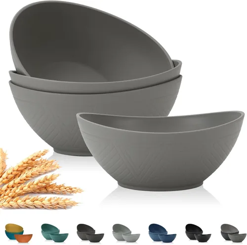 Miniatura 7 de PYRMONT Tazones de paja de trigo de 65 onzas – Cuencos grandes apilables para cereales y ensaladas, sin BPA, aptos para lavavajillas, microondas