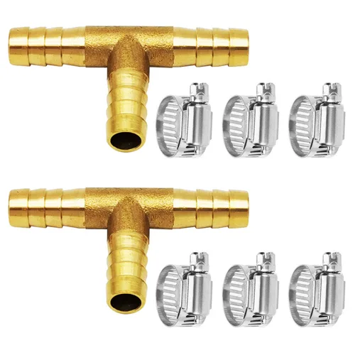 Miniatura 10 de Da by 3 unids 1/2" (12.5mm) Barb Splicer Mender Hose Latón Barb Fitting con 6 abrazaderas de tubo de acero inoxidable para agua/combustible/aire