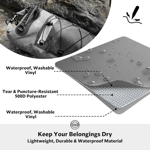 Miniatura 2 de STOVER 5/10/25/30/40/55L Waterproof Dry Bag- Roll-Top Backpack w/Phone Case- Kayaking, Hiking, Camping, Boating- Men/Women 30L Gris