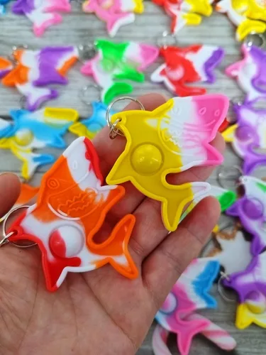 Miniatura 6 de 30 paquetes de mochila de tiburones a granel, mini llavero para ansiedad, suministros de animales marinos, recuerdos de fiesta de cumpleaños