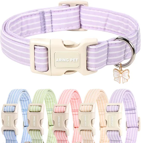 Miniatura 16 de Aring Pet Collar de algodón, ligero y ajustable, con hebilla de liberación rápida para perros pequeños, medianos y grandes, para cachorros, S