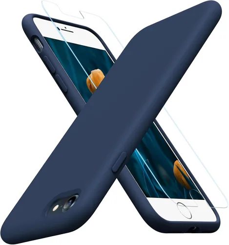 Miniatura 77 de Miracase Funda diseñada para iPhone 13, con protector de pantalla de vidrio templado, forro de microfibra suave antiarañazos, funda de goma
