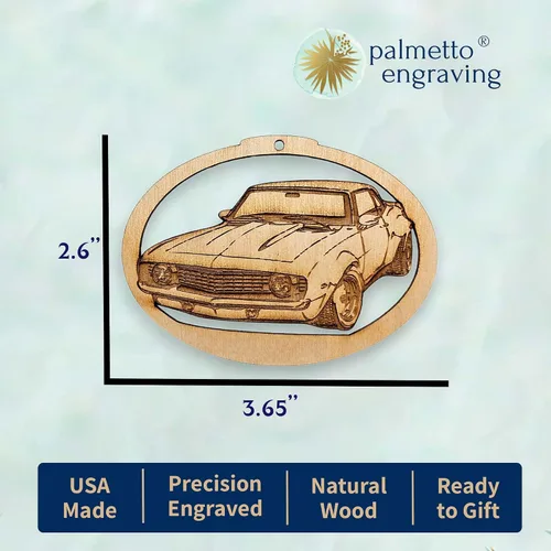 Miniatura 2 de 1969 Camaro Ornament, Camaro Lovers Gifts for Men, Women, Classic Car Christmas Ornament, Handmade in The USA