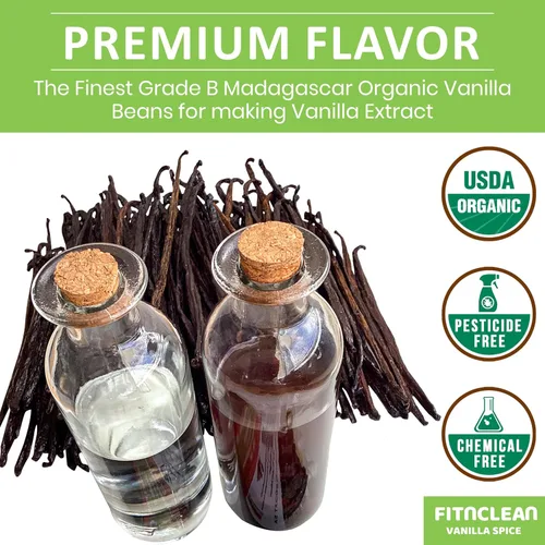 Miniatura 7 de 55 Vainas de vainilla de Madagascar orgánicas de grado exclusivo B para extracto 4" - 5" por FITNCLEAN VANILLA Cápsulas secas enteras de Bourbon