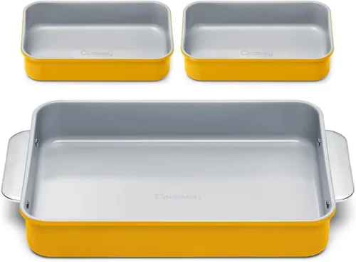 Miniatura 18 de Caraway Sartén rectangular de cerámica antiadherente de 9 x 13 pulgadas, revestimiento de cerámica naturalmente resbaladizo, no tóxico, libre