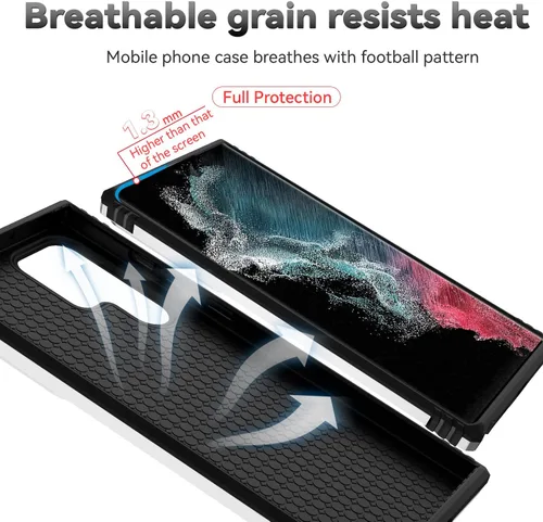 Miniatura 9 de Funda para Samsung Galaxy S22 Ultra con cubierta para lente de cámara, protector de pantalla HD, resistente a caídas de grado militar, soporte Plata