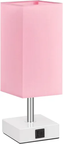 Miniatura 7 de Lámpara de mesa Ambimall con control táctil y 2 puertos de carga USB, lámpara de mesa de 3 modos para mesita de noche, lámpara de noche para A: rosa