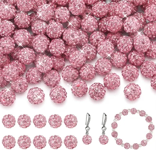 Miniatura 20 de Hicarer 120 cuentas de diamantes de imitación para pulseras, fabricación de bolígrafos de 0.394 pulgadas (0.394 in) de cristal brillante, arcilla