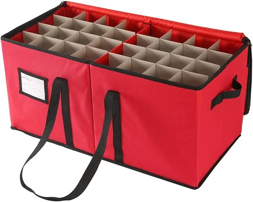 Miniatura 5 de Sattiyrch Caja de almacenamiento grande para adornos de Navidad con cierre de cremallera doble, la caja contribuye con ranuras para 54 adornos