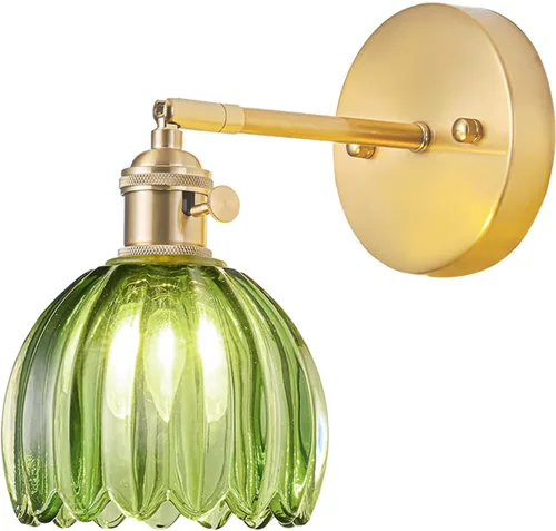Miniatura 25 de Juego de 2 apliques de pared enchufables, apliques de pared vintage con pantalla de cristal transparente de tulipán, aplique de pared