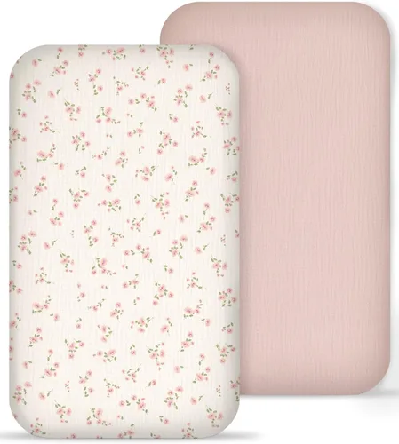 Miniatura 14 de Sábana de moisés para bebé niño y niña, sábanas ajustadas para colchón de moisés rectangular, ovalado, de reloj de arena, sábanas de cesta de Moisés