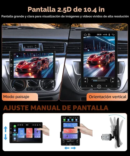 Miniatura 3 de MAHVEC Estéreo de automóvil de 10.4 pulgadas con CarPlay Android Auto, radio de pantalla táctil de rotación HD con Bluetooth, USB, Mirror Link, SWC