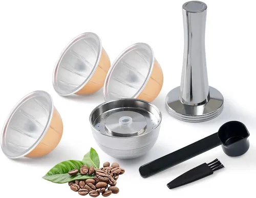 Miniatura 9 de Cápsulas Vertuo Reutilizables de Acero Inoxidable Compatibles con VERTUO NEXT+RECARGA+Alumin-VERTUO-Pods-80+150+230ml Cada 2 Piezas +Tamizador