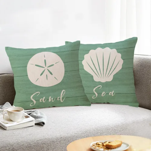 Miniatura 3 de ULOVE LOVE YOURSELF Fundas de almohada de playa costera, conchas de estrella de mar, conchas de dólar de arena, verano, playa, decoración de casa