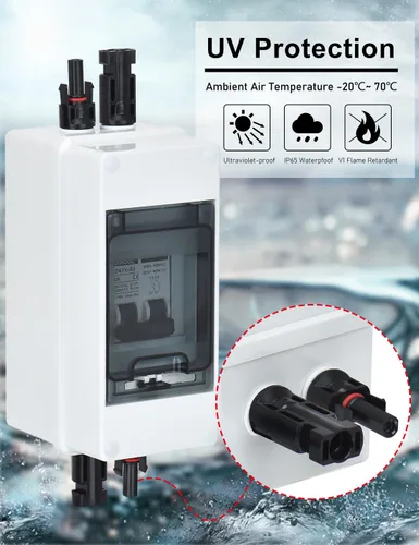 Miniatura 5 de DIHOOL Interruptor de desconexión solar de 10 amperios, disyuntor en miniatura con caja de riel din caja al aire libre para paneles solares