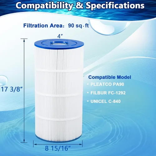 Miniatura 2 de Filtro de piscina C900 cartucho de filtro de piscina compatible con Hayward CX900RE, PA90, C900, Unicel C-8409, Filbur FC-1292, Sta-Rite PXC95, 90 1