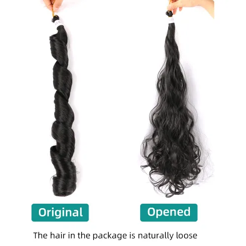 Miniatura 7 de Cabello rizado francés trenzado para trenzas de caja, 8 paquetes de 12 pulgadas, 3.00 oz/paquete, cabello trenzado de onda suelta, extensiones