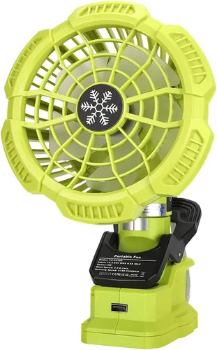 Miniatura 8 de Ventilador inalámbrico de 18 V compatible con batería Ryobi de 18 V, ventilador a batería para acampar con luz LED, control remoto, 3 modos