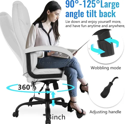 Miniatura 4 de PayLessHere Silla de oficina grande y alta, silla de escritorio, ergonómica, para computadora, soporte lumbar, respaldo alto, piel sintética