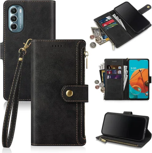 Antsturdy Funda tipo cartera para Motorola Moto G Stylus 5G 2022, tarjetero de piel sintética para mujeres y hombres, con correa para la muñeca, con