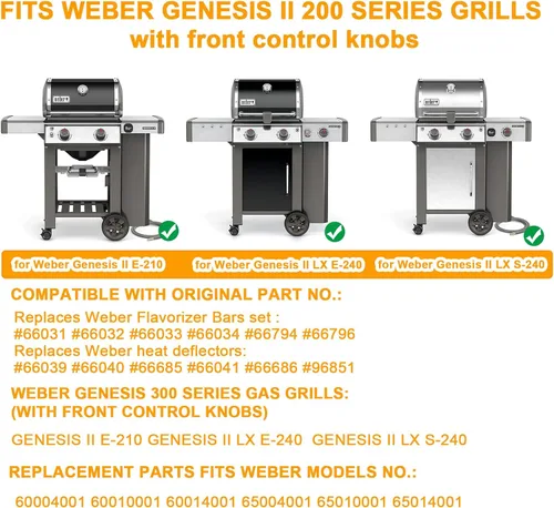 Miniatura 46 de SafBbcue 7508 - Juego de 3 tubos de acero inoxidable de 28 pulgadas para Weber Genesis Silver B/C Gold B/C Spirit 700 Spirit E-310/320 con control