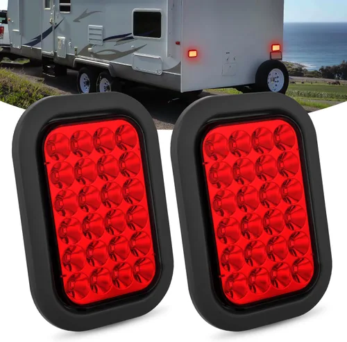 Miniatura 24 de Nilight Luz trasera ovalada de 6 pulgadas, 4 unidades, color rojo, 24 luces LED de parada de freno y giro con ojales de montaje empotrado, 4 luces
