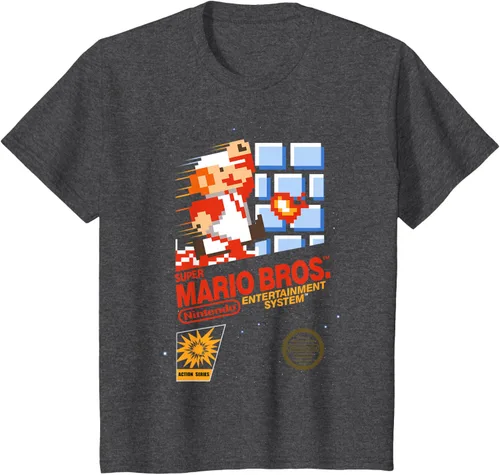 Miniatura 27 de Super Mario Dashin - Camiseta gráfica de acción, ajuste clásico, cuello redondo, color negro