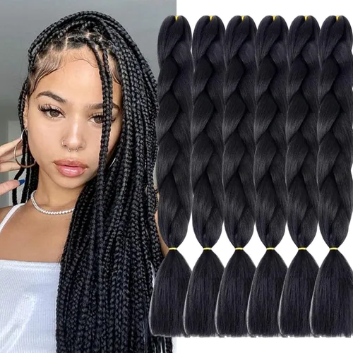 Miniatura 11 de Beige (613) Cabello trenzado 6 paquetes de extensiones de cabello sintético de 24 pulgadas, extensiones de cabello trenzado Jumbo Ombre trenzado