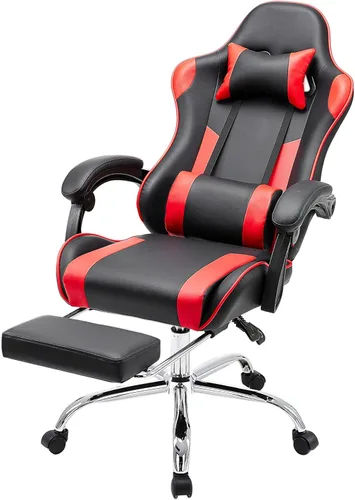 Miniatura 9 de NEWBULIG Silla de escritorio para juegos de computadora, soporte lumbar ergonómico grande con reposabrazos abatibles y ruedas giratorias de 360°