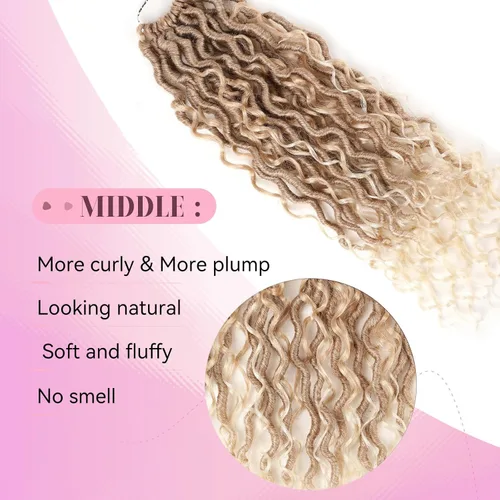 Miniatura 4 de Aipin Goddess Locs - Cabello de ganchillo de 14 pulgadas, estilo locs de río bohemio, hippie, ondulado, con cabello rizado en medio y puntas