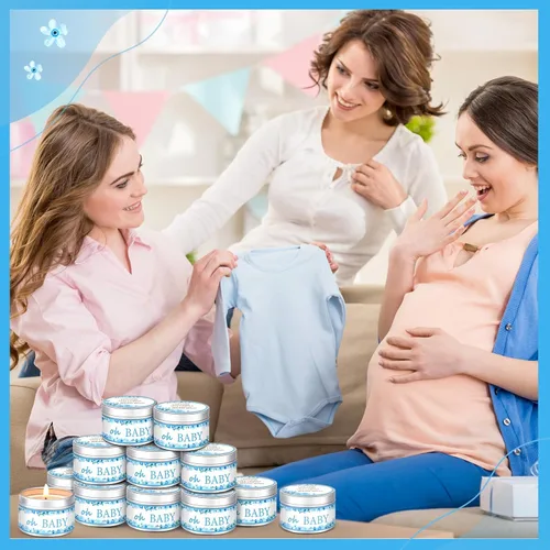 Miniatura 5 de Funtery 12 velas de fiesta de baby shower para invitados, velas perfumadas de lavanda, velas rústicas para revelación de género (brotes)