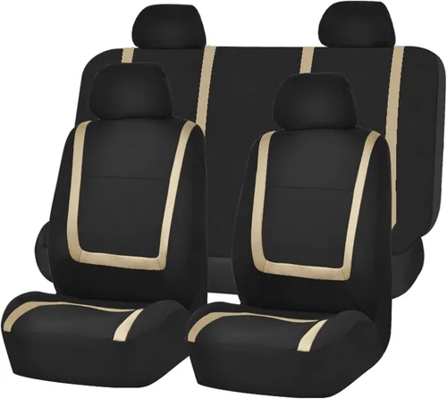 Miniatura 2 de FH GROUP FH-FB032114 fundas de asientos de automóvil de tela lisa exclusivas con funda de volante FH GROUP FH2033 y almohadillas de cinturón