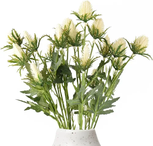 Miniatura 10 de Flores artificiales de eryngium en aerosol, 2 unidades, flores artificiales de acebo de mar para el día de San Valentín, ramo de novia, corona
